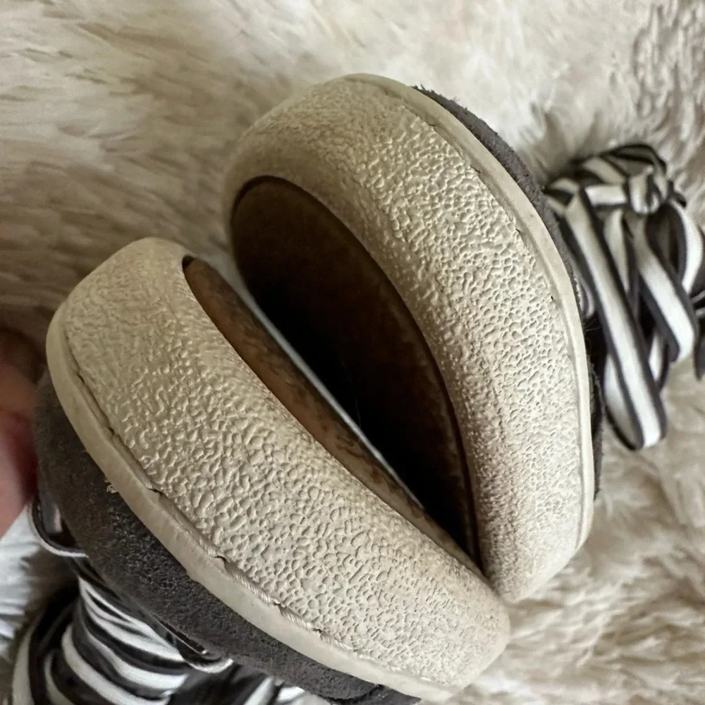 UGG Girls Ladies 5.5 36.5 EU Gray SUEDE OLIVE Hi Top Zip Sneaker CLEAN Fall NICE